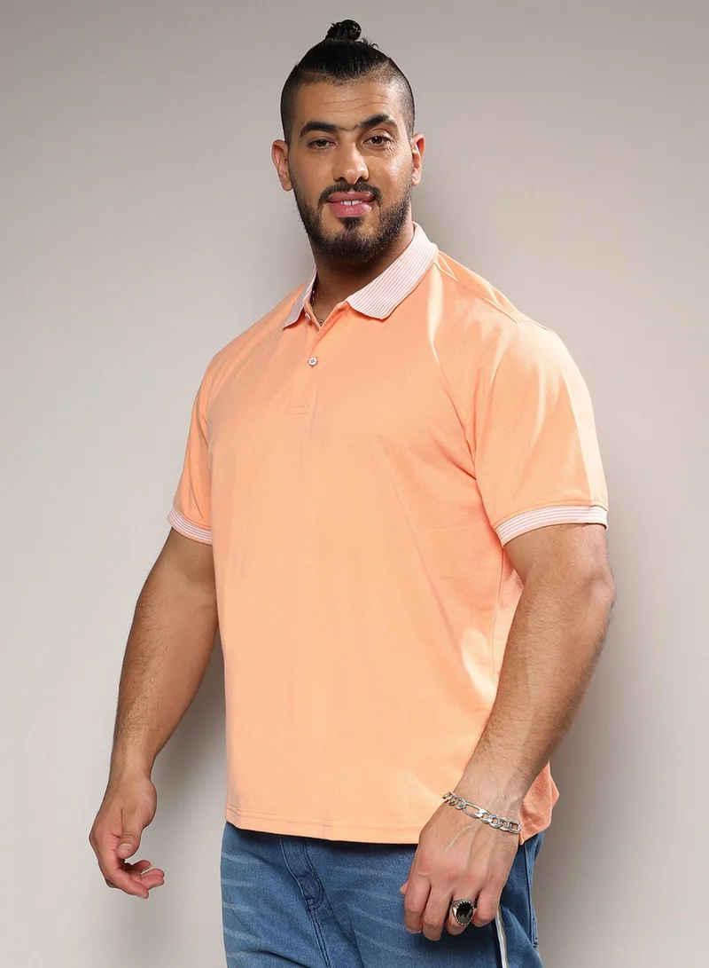 انستافاب بلس تيشيرت بولو رجالي خوخي برتقالي أساسي للاستخدام اليومي